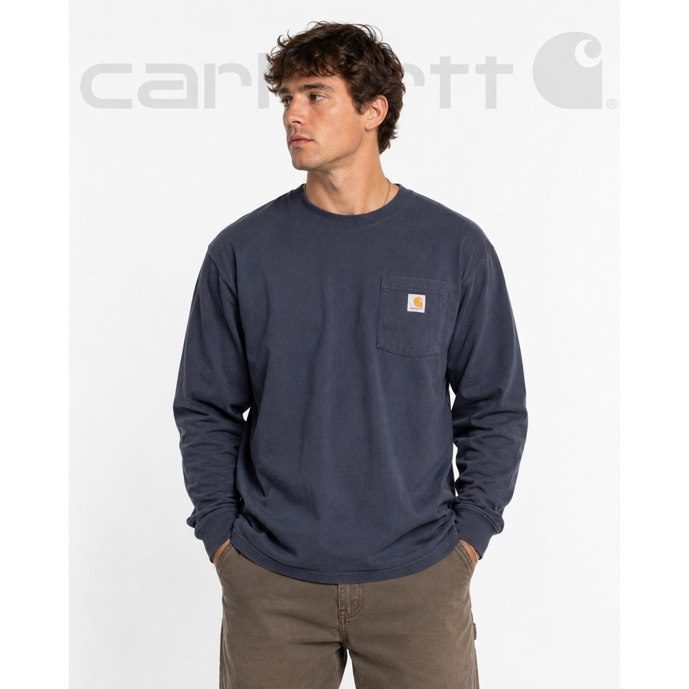 Carhartt Shirt Men's 2XL Navy Blue Long Sleeve